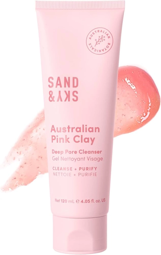 Sand & Sky Australian Pink Clay Deep Pore Cleanser. pH 5.5 Gel Cleanser. Clear Congestion. Reduce Appearance of Pores. Gently Exfoliates. Hydrates & Moisturize Skin (4.05 fl oz)