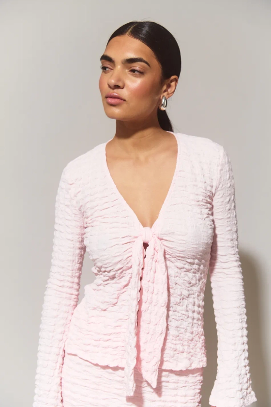 Tie front top - Pink - Women - Gina Tricot