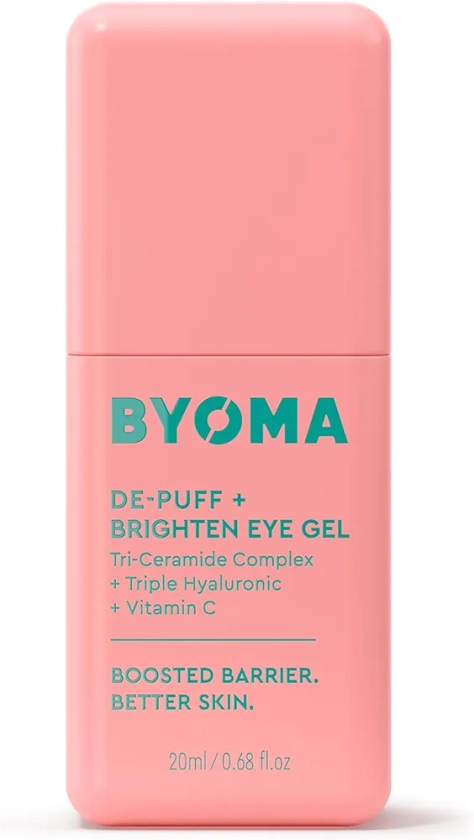 BYOMA De-Puff + Brighten Eye Gel - Lightweight Gel Eye Cream for Dark Circles, Puffiness & Wrinkles - Under Eye Cream With Hyaluronic Acid & Vitamin C - Barrier Repair Skincare - 0.68 fl. oz