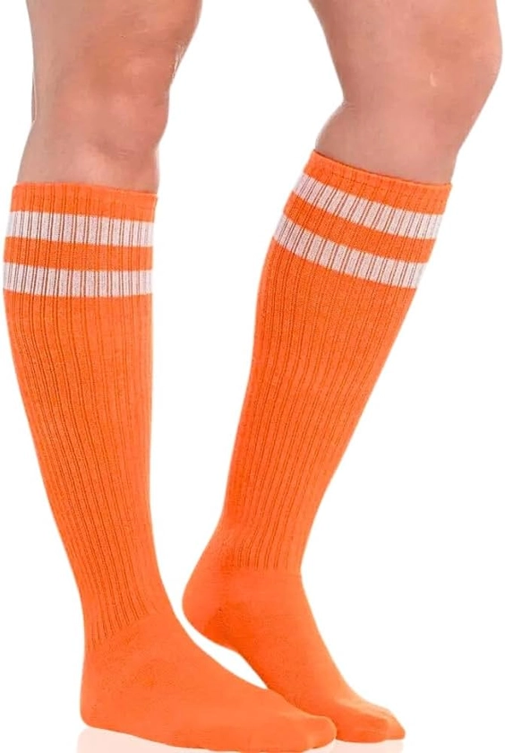 Orange Striped Knee Socks - One Size Fits Most (Pack of 2) - Perfect Costume Accessory & Footwear for Unforgettable Outfits