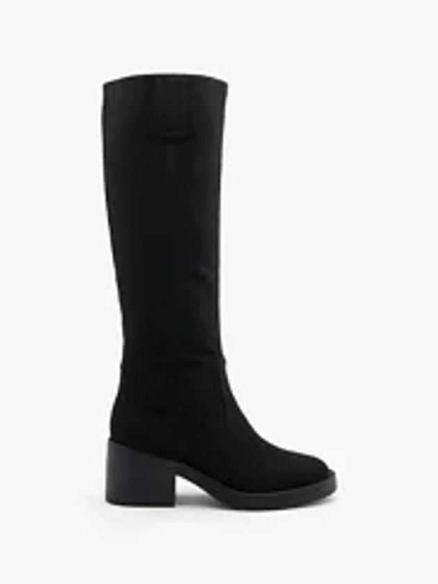 Black Block Heeled Imi Suede Long Leg Boot