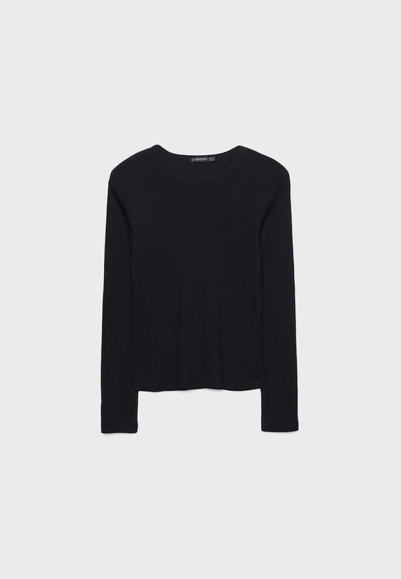 Long sleeve ribbed T-shirt - Women's T-shirts | Stradivarius United Kingdom