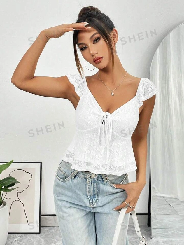 Lace-Up Sweetheart Neckline Top