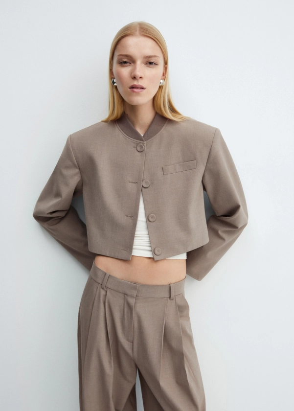 Veste crop boutons - Femme | MANGO France métropolitaine