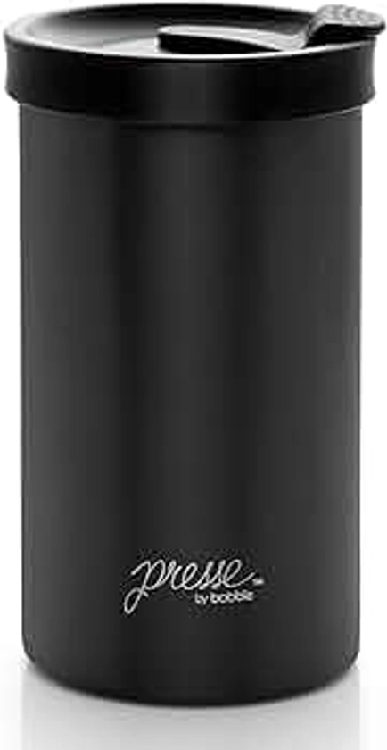 PRESSE by Bobble French Coffee Press And Insulated Stainless Steel Travel Tumbler for On-The-Go Brewing - 13 oz (Black)