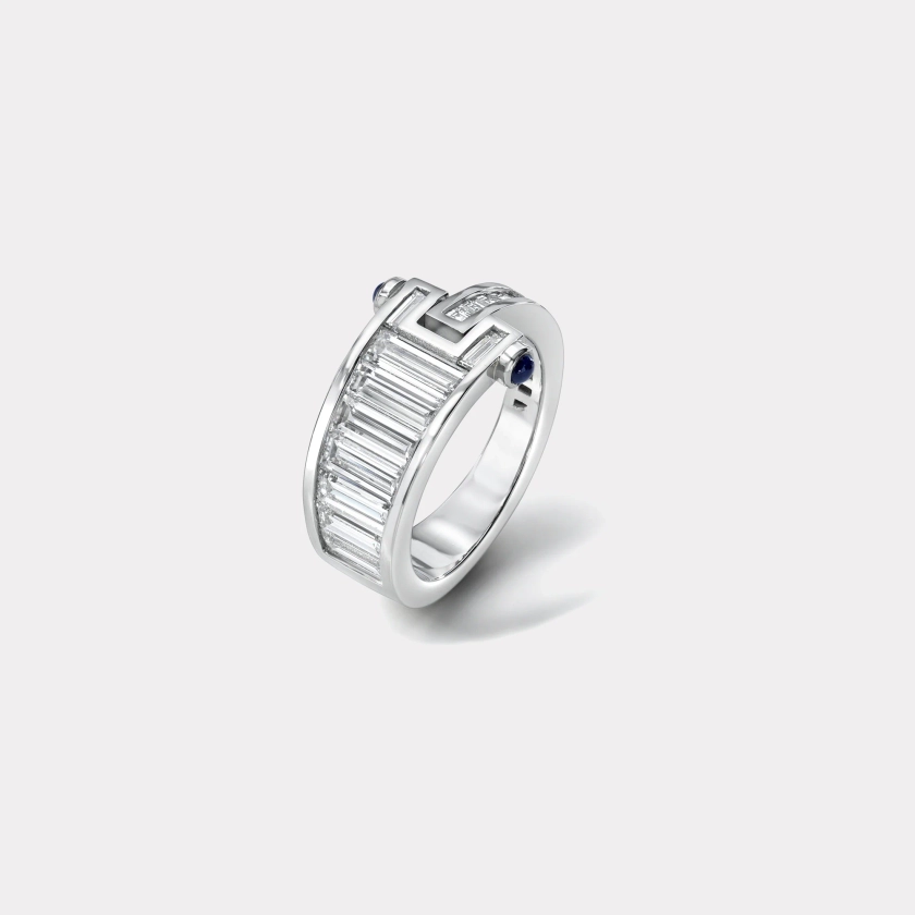 Tapered Baguettes and Carre Cut Diamonds Platinum Magna Ring