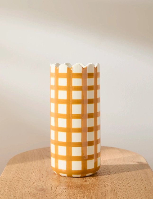 Kirsten Ceramic Checked Vase | M&S Collection | M&S
