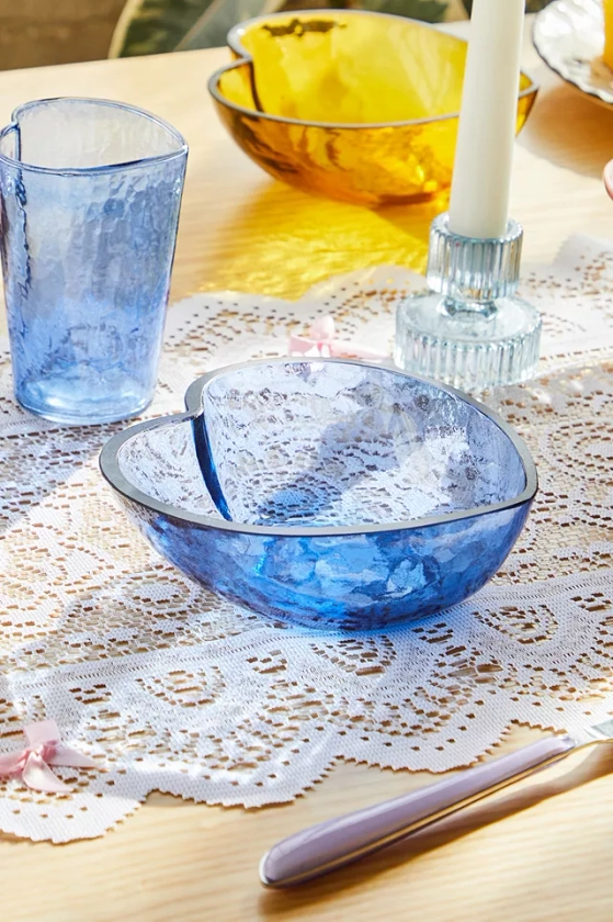 Blue Heart Glass Bowl