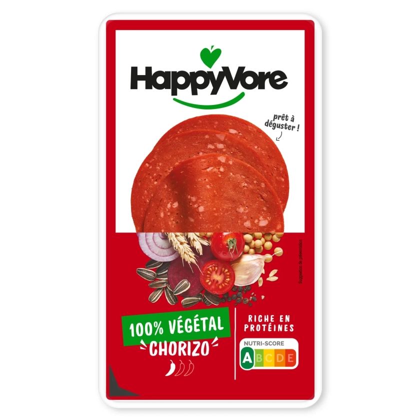 Chorizo Végétal et Gourmand HAPPYVORE : la barquette de 90g à Prix Carrefour