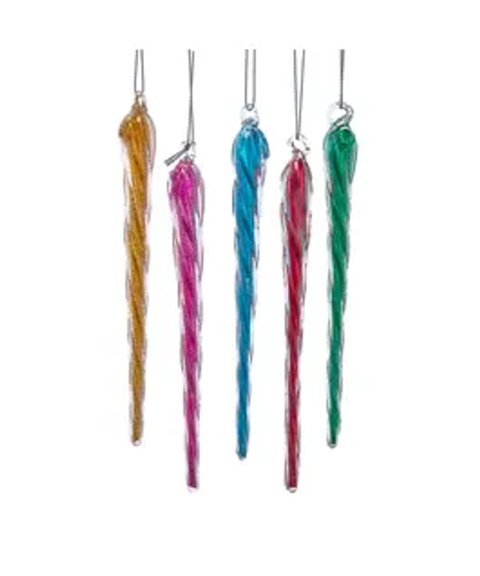 Glass Icicle Ornaments, 5-Piece Box