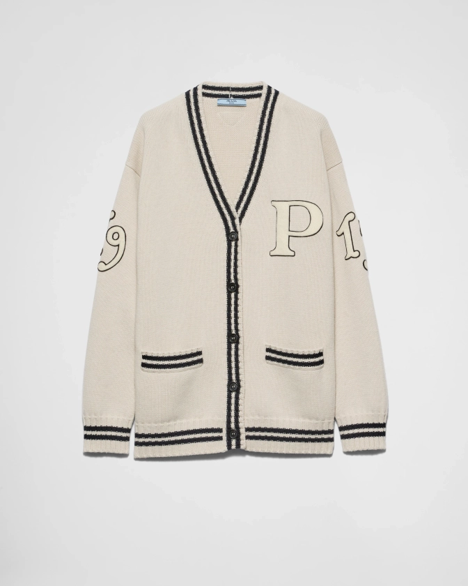 Cardigan En Laine Et Cachemire Ivoire | PRADA