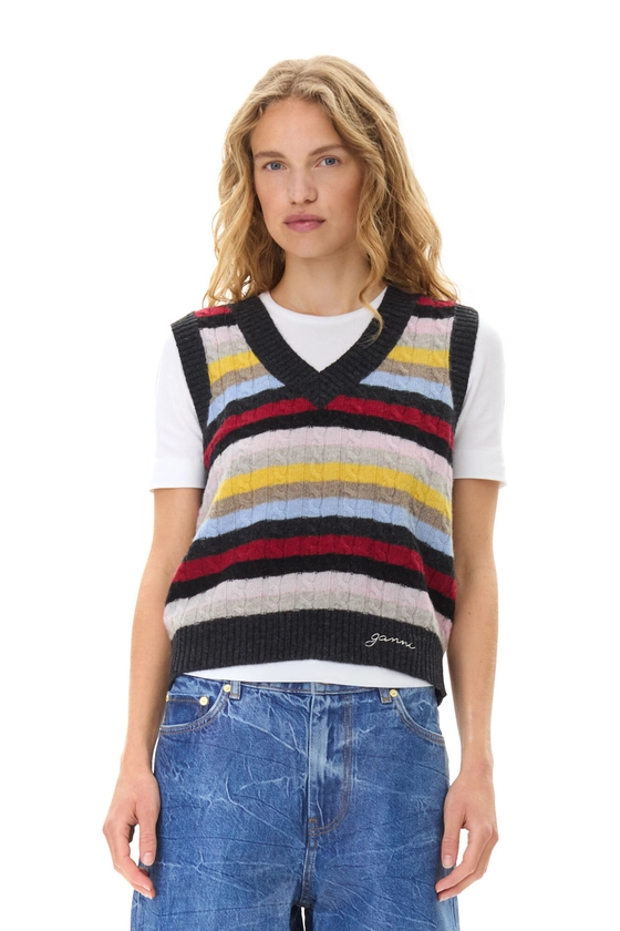 Multicolour Multicolour Stripe Vest | GANNI UK