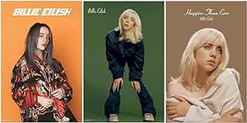 Billie Eilish - Poster Bundle with 3 Posters - Photo, Happier Than Ever, & Denim - Officially Licensed - 24" x 36"