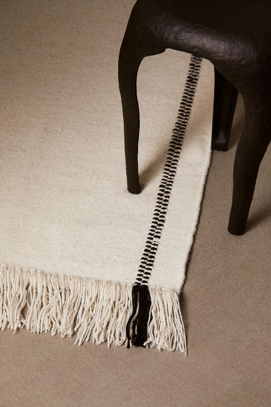 Tapis en laine tissé à plat - Beige clair - Home All | H&M FR