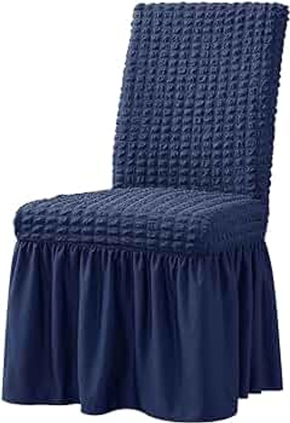 Dining Room Chair Slipcovers 1-Piece Stretch Royal Blue Dining Chair Covers Non Slip Washable Furniture Protector with Skirt Country Style for Hotel Ceremony Party (Royal Blue)