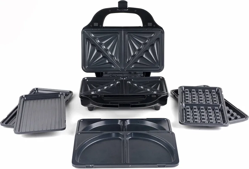 Salter EK2143FOUR XL 4-in-1 Snack Maker - Removable Non-Stick Cooking Plates, Panini Press, Electric Grill, Omelette/Waffle Iron, Toastie Maker, Sandwich Toaster, Deep Fill, Indicator Lights, 900 W