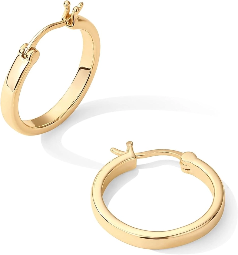 PAVOI 14K Gold Plated 925 Sterling Silver Post Lightweight Hoops | 20mm - 30mm Earring | Gold Hoop Earrings for Women