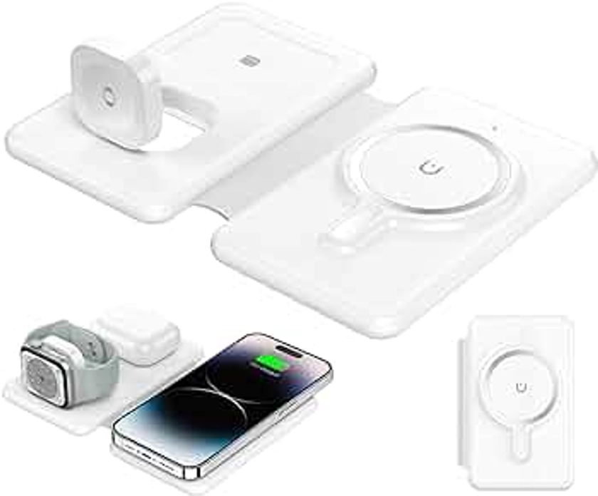 Wireless Charger for iPhone - 3 in 1 Charging Station for Apple Devices, Travel Magnetic Charger pad for iPhone 15 14 13 12 pro max & AirPods 3/2/Pro & Apple Watch