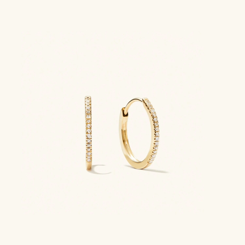 14k Gold Handcrafted Pavé Diamond Small Hoop Earrings - Jewelry | Mejuri