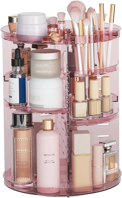Amazon.com: Rotating Makeup Organizer, DIY 8 Adjustable Layers 360 Spinning Skincare Organizers, Makeup Storage Carousel Tower with Brush Holder & Perfume Trays, Cosmetic Display Case for Vanity Bathroom : Beauty & Personal Care