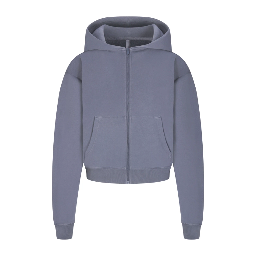FRENCH TERRY CLASSIC ZIP UP HOODIE | STEEL BLUE