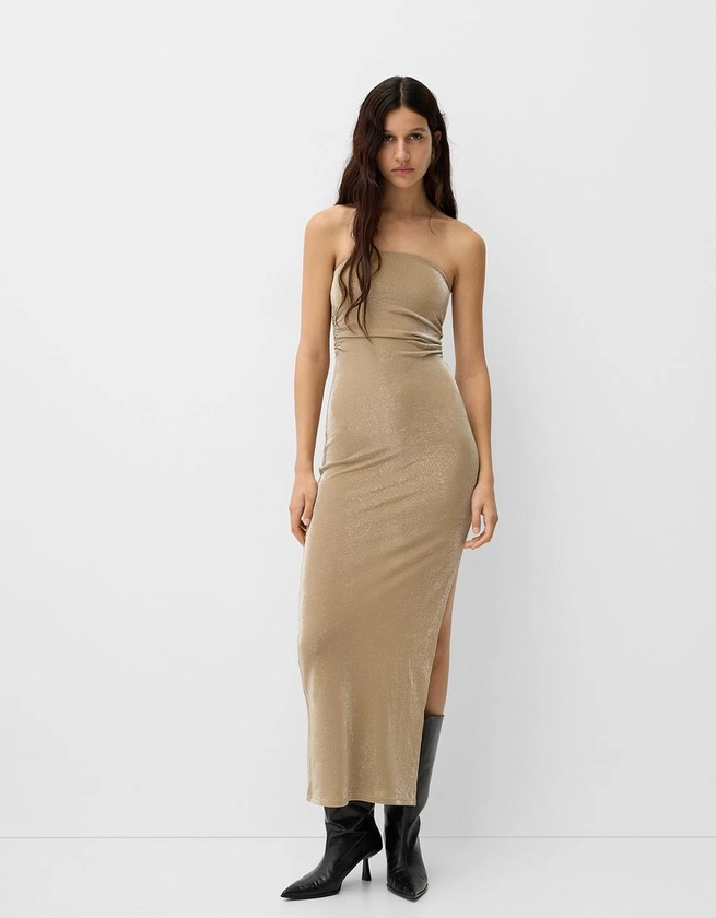 Robe midi bandeau fil métallisé