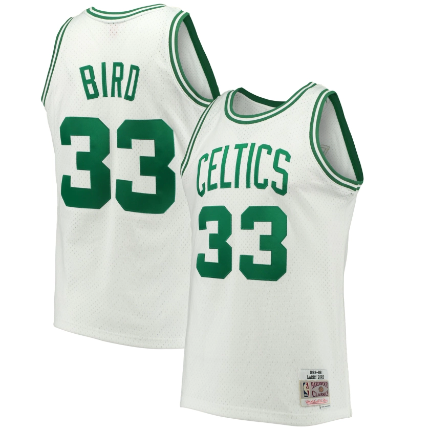 Men's Boston Celtics Larry Bird Mitchell & Ness White Hardwood Classics Swingman Jersey