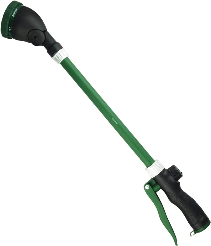 Heavy Duty 21 Inch Watering Wand with Pivoting Head, Adjustable Water Sprayer Wand with Ergonomic Handle, Spray 6 Watering Patterns, Perfect for Watering Hanging Plants, 1-Year Warranty