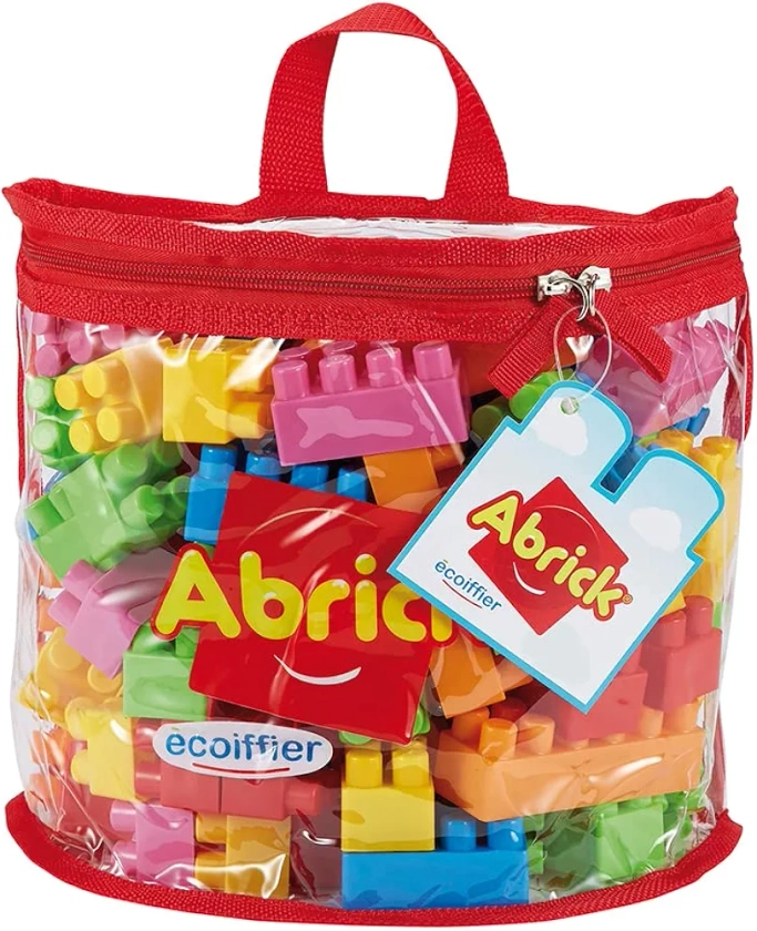 Jouets Ecoiffier - 846 - Sac demi-lune et ses briques à empiler Abrick – Jeu de construction pour enfants – 100 pièces – Dès 18 mois – Fabriqué en France