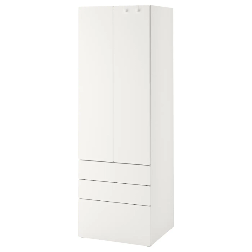 SMÅSTAD / PLATSA armoire-penderie, blanc blanc/avec 3 tiroirs, 60x42x181 cm - IKEA