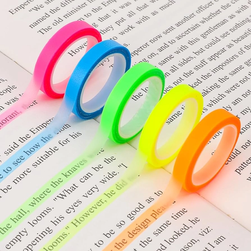 5 Rolls Highlighter Tapes 0.24inch X 16.4ft Writable Removable Highlighters Transparent Marking Sticker Colored Tabs for Students Teachers Reading Taking Notes at Class Home Office : Amazon.co.uk: Stationery & Office Supplies