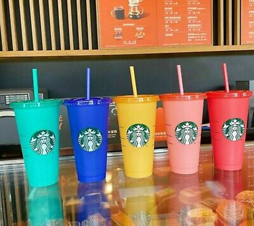 Starbucks Colour Changing Cup| With Lid & Straw | 24oz Starbucks Tumbler Cup