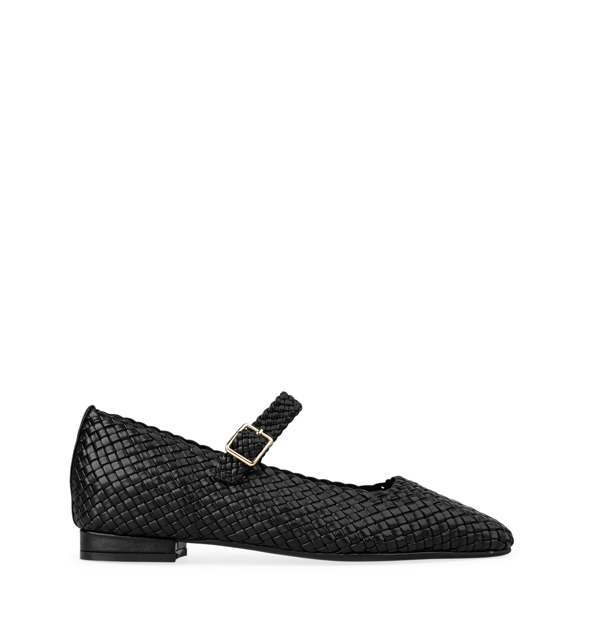 Surfbird Black Woven Leather Ballet Flats | Bared Footwear