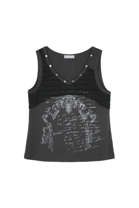 Mesh layered sleeveless (Charcoal) - hug your skin