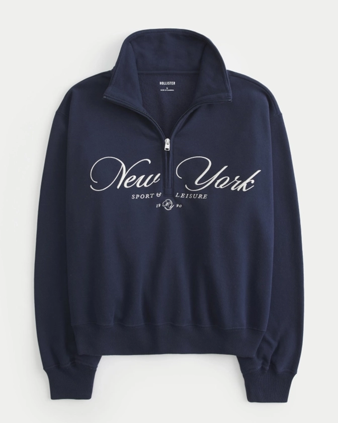 Women's Easy New York Graphic Half-Zip Sweatshirt | Women's Tops | HollisterCo.com