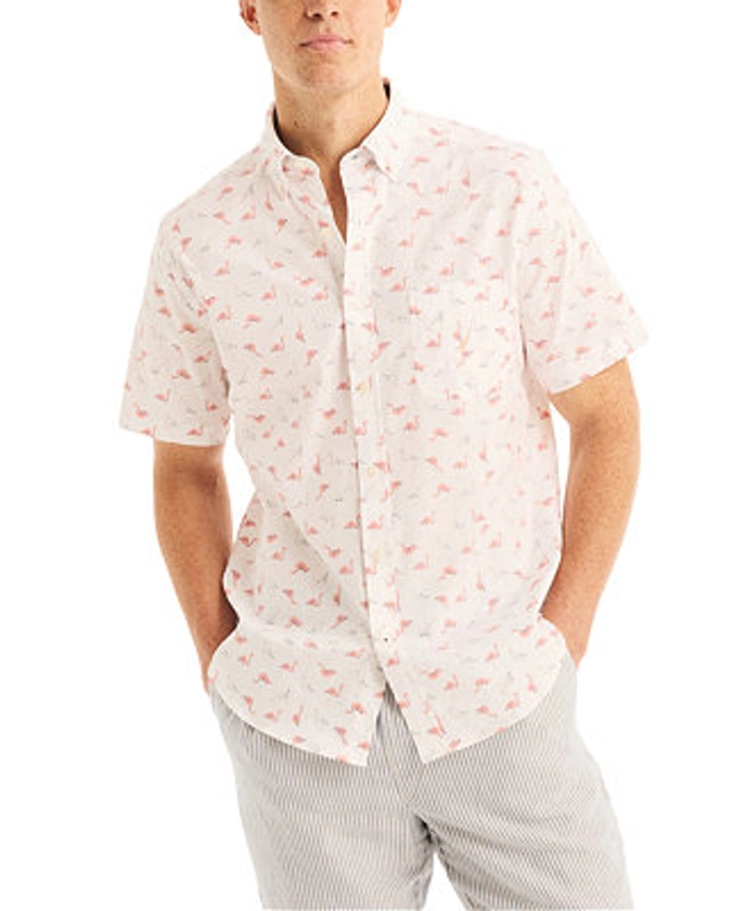 Nautica Men's Flamingo Print Short Sleeve Button-Down Shirt - Macy's