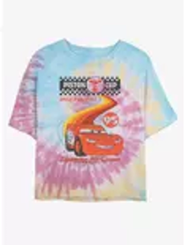 Disney Pixar Cars Retro McQueen Speedway Womens Tie-Dye Crop T-Shirt | BoxLunch