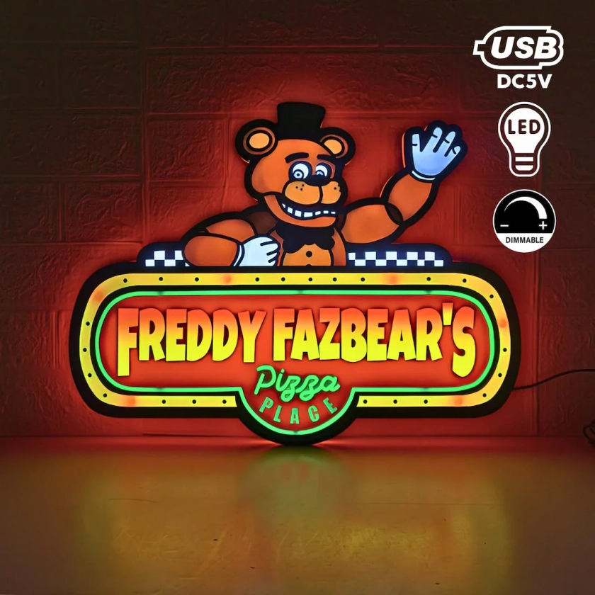 Freddy Fazbear's Pizza Place for Gaming Room Decor Perfect for FNAF Themed Room and FNAF Home Decor Powered USB, Fully Dimmable Led - Etsy