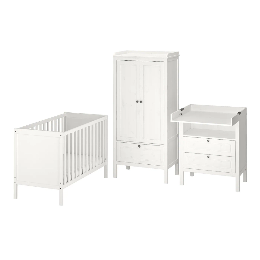 SUNDVIK lot de 3 meubles chambre bébé, blanc, 60x120 cm - IKEA