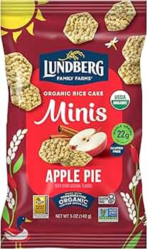 Lundberg Organic Apple Pie Rice Cake Minis, Gluten-Free, Whole Grain, USDA Certified, Non-GMO Project Verified, 5 Oz