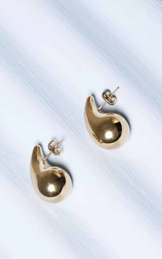 Druppelvormige oorbellen van stainless steel - Goud