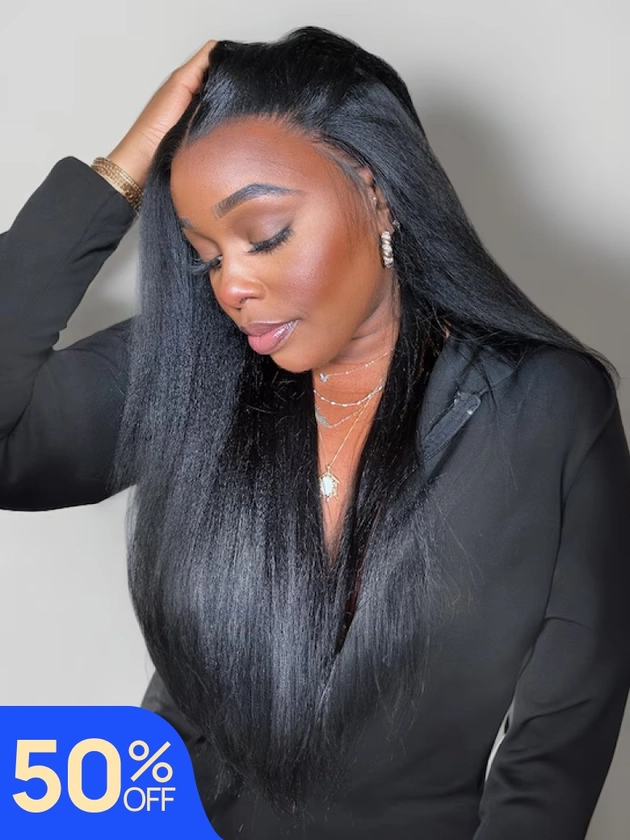 Nadula Flash Sale Ameera Same 7x5 Bye Bye Knots Yaki Straight Glueless Lace Closure Wig