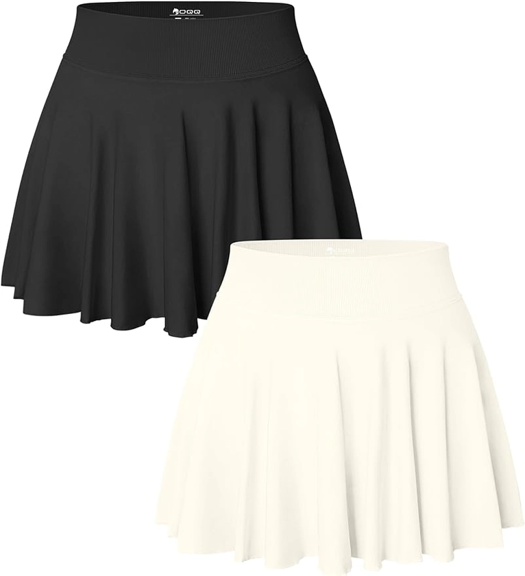 Amazon.com: OQQ Women 2 Piece Skirts 2 in 1 Flowy Basic Versatile Stretchy Flared Casual Mini Skirts : Clothing, Shoes & Jewelry