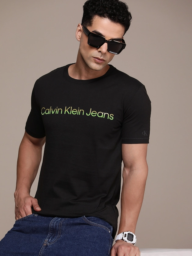 Calvin Klein Jeans Brand Logo Pure Cotton Applique Slim Fit T-shirt