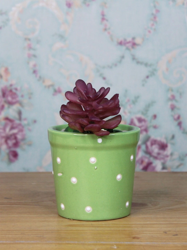 Wonderland Green & White Ceramic Planter