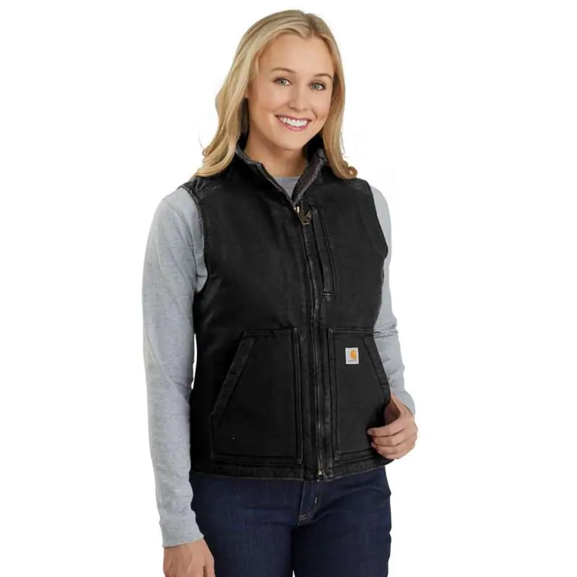 Women's Sherpa Lined Vest - Relaxed Fit - Washed Duck | Gear | Carhartt