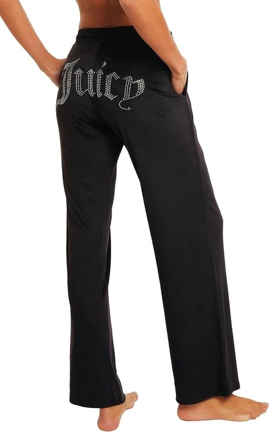 Juicy Couture Women's Velvet Fleece Lounge Pajama Pant with Rhinestones