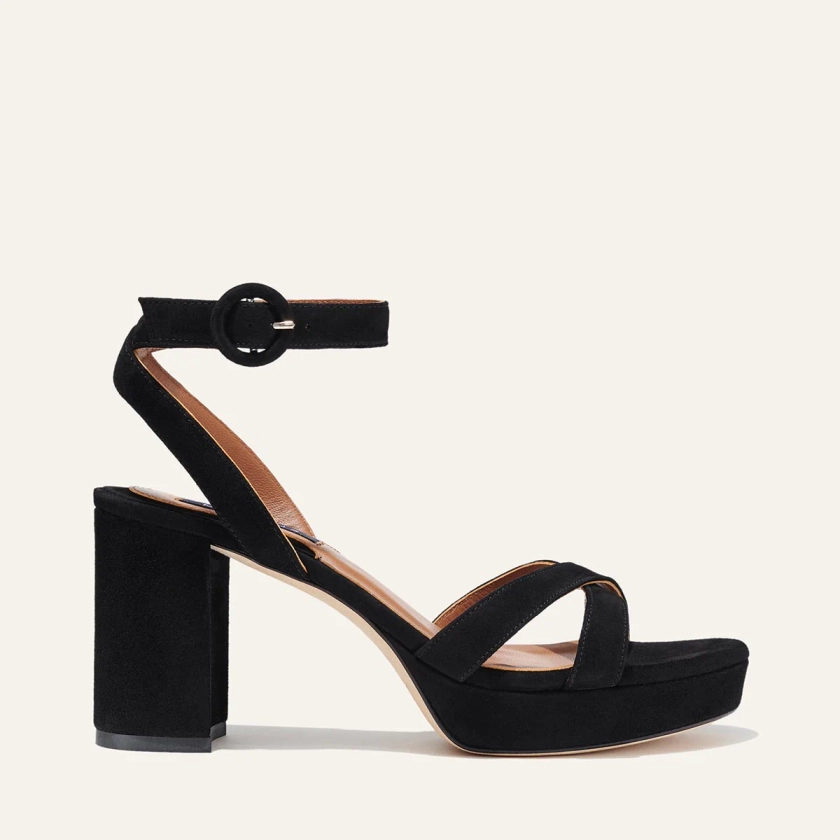 The Platform Sandal - Black Suede