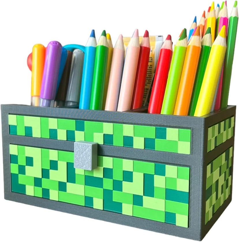 Organisateur de crayons organiseur de bureau style minecraft organiseur de bureau pour enfants trieur montessori