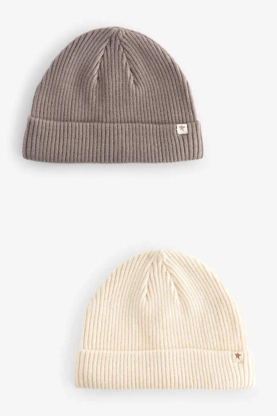 Buy Tan/Cream Baby Beanie Hats 2 Pack from Next France